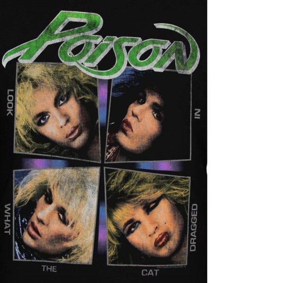 Poison Look What The Cat Dragged In metal rock T-Shirt M NWT - Picture 2 of 3